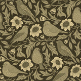 Heritage Birds & Wildflowers – Olive Green Botanical Wallpaper