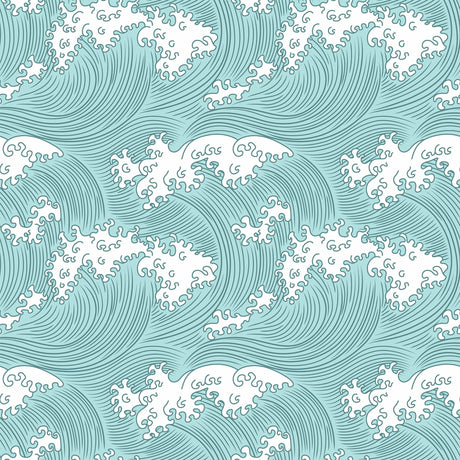 Coastal Japanese Wave Peel and Stick & Traditional Wallpaper