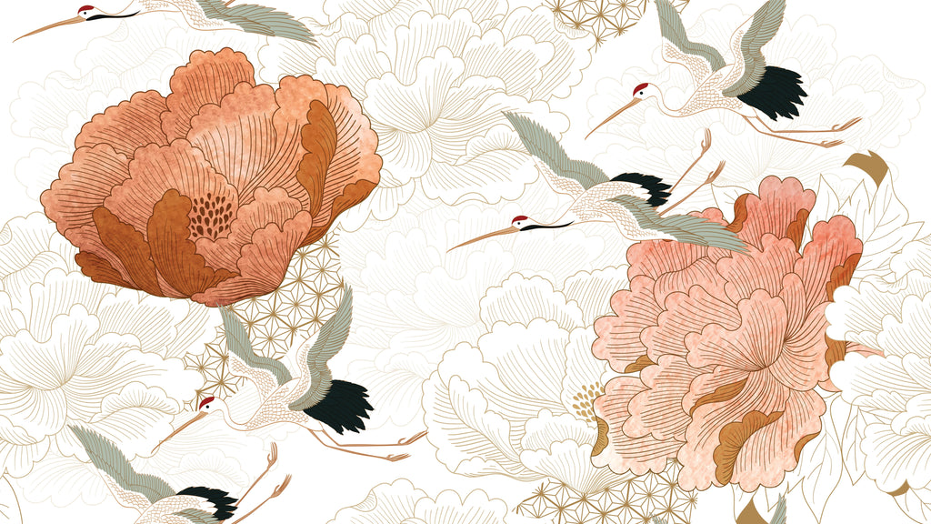 Crane Mural Wallpaper Japanese Floral Wallpaper Mural image 3