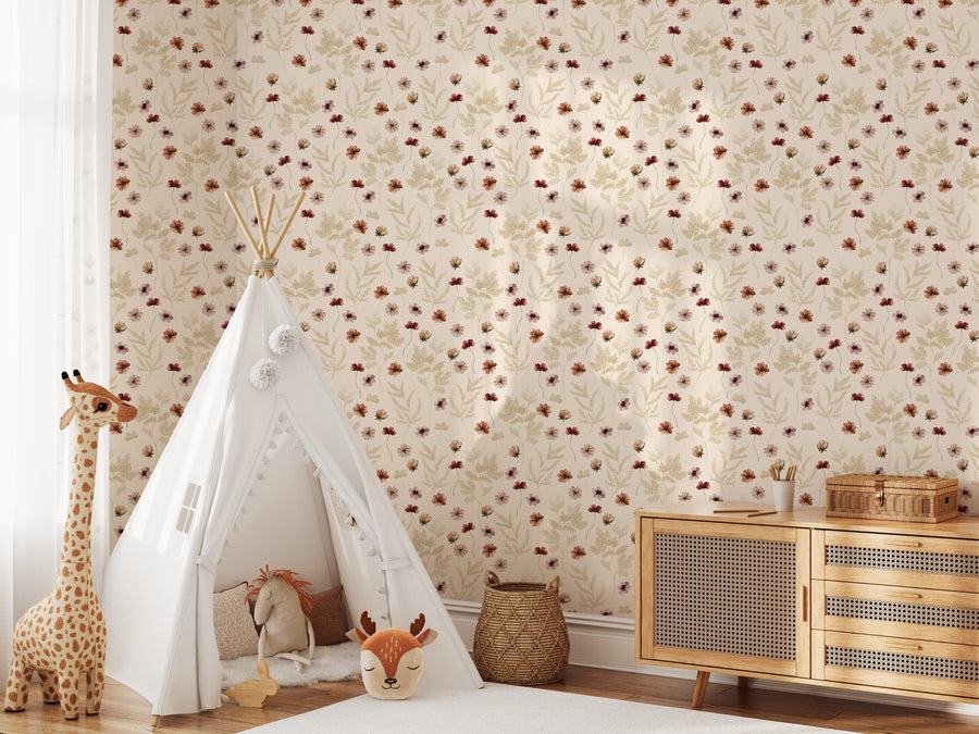 Kids room with Fern Leaves Peel and Stick Wallpaper
