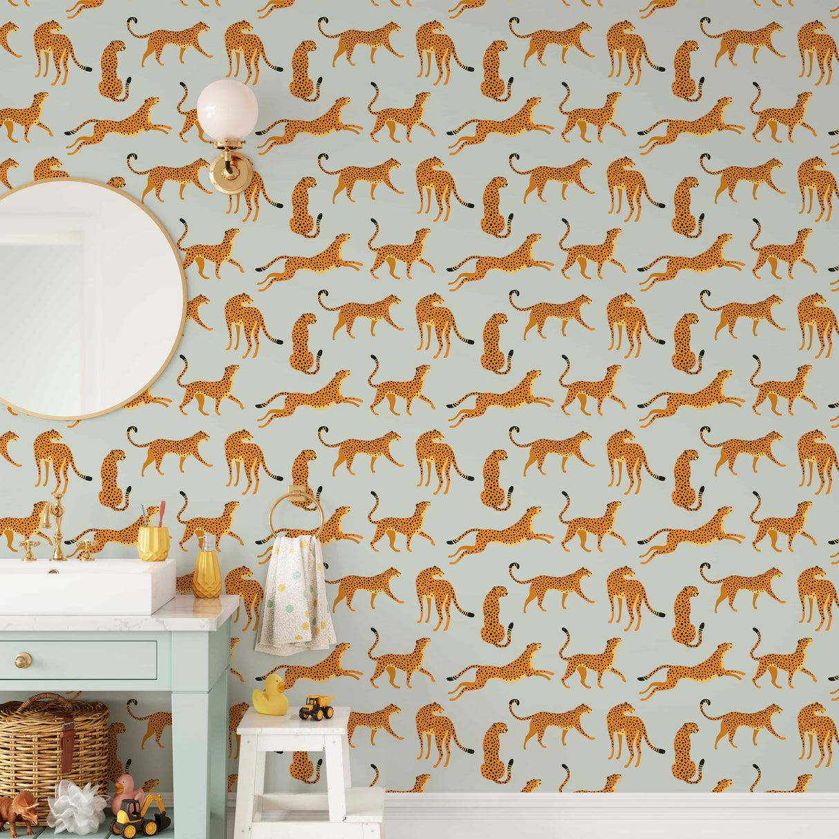 Light Gray Cheetah Animal Print Wallpaper - Peel and Stick Wallpaper