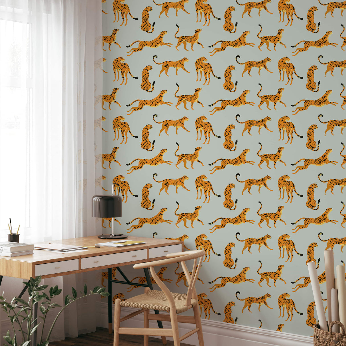 Light Gray Cheetah Animal Print Wallpaper - Peel and Stick Wallpaper