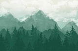 Serene Mountain Forest Wallpaper – Tranquil Green Landscape Mural