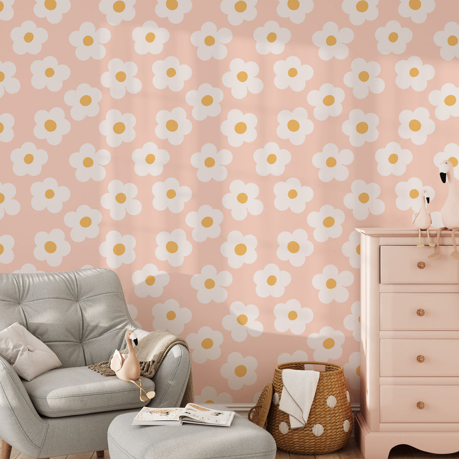 Scandinavian Daisy Flowers Wallpaper