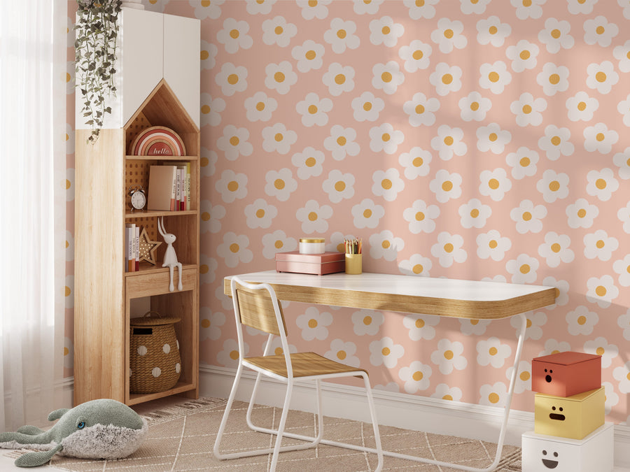 Scandinavian Daisy Flowers Wallpaper