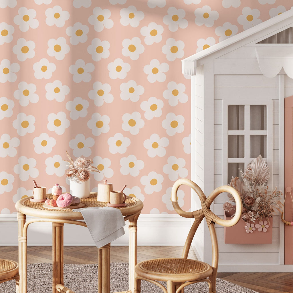 Scandinavian Daisy Flowers Wallpaper