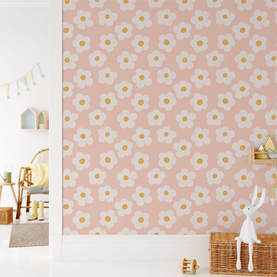 Scandinavian Daisy Flowers Wallpaper