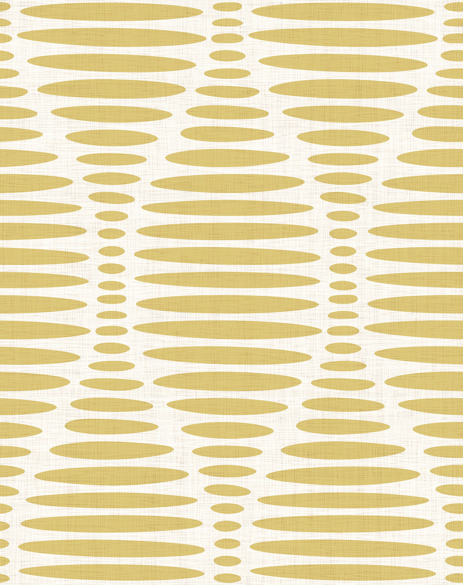 Ogee Sketch Ovals Wallpaper - Mustard Yellow