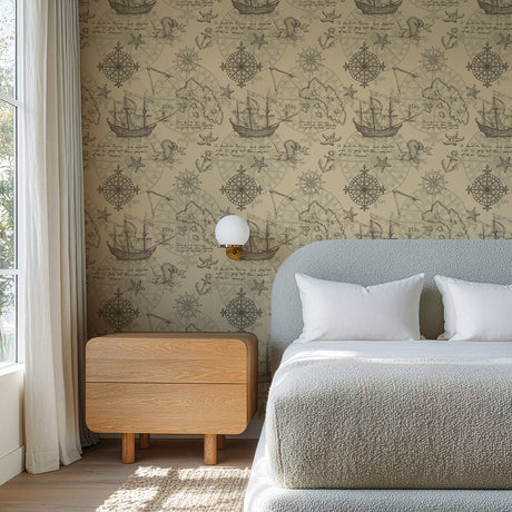 Vintage Nautical Compass Rose Wallpaper