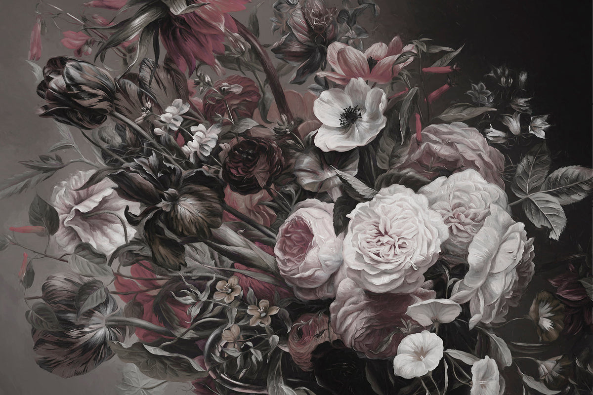Ophelia Dutch Dark Academia Floral Wallpaper Mural | EazzyWalls