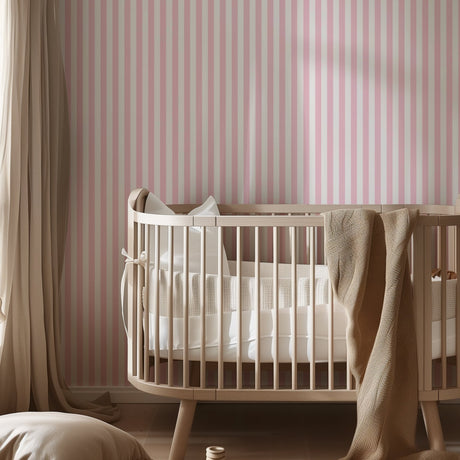 Blush Riviera – Pink Vertical Striped Peel and Stick Wallpaper