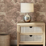 Vintage French Toile Wallpaper – Romantic Manor Scene in Blush Pink