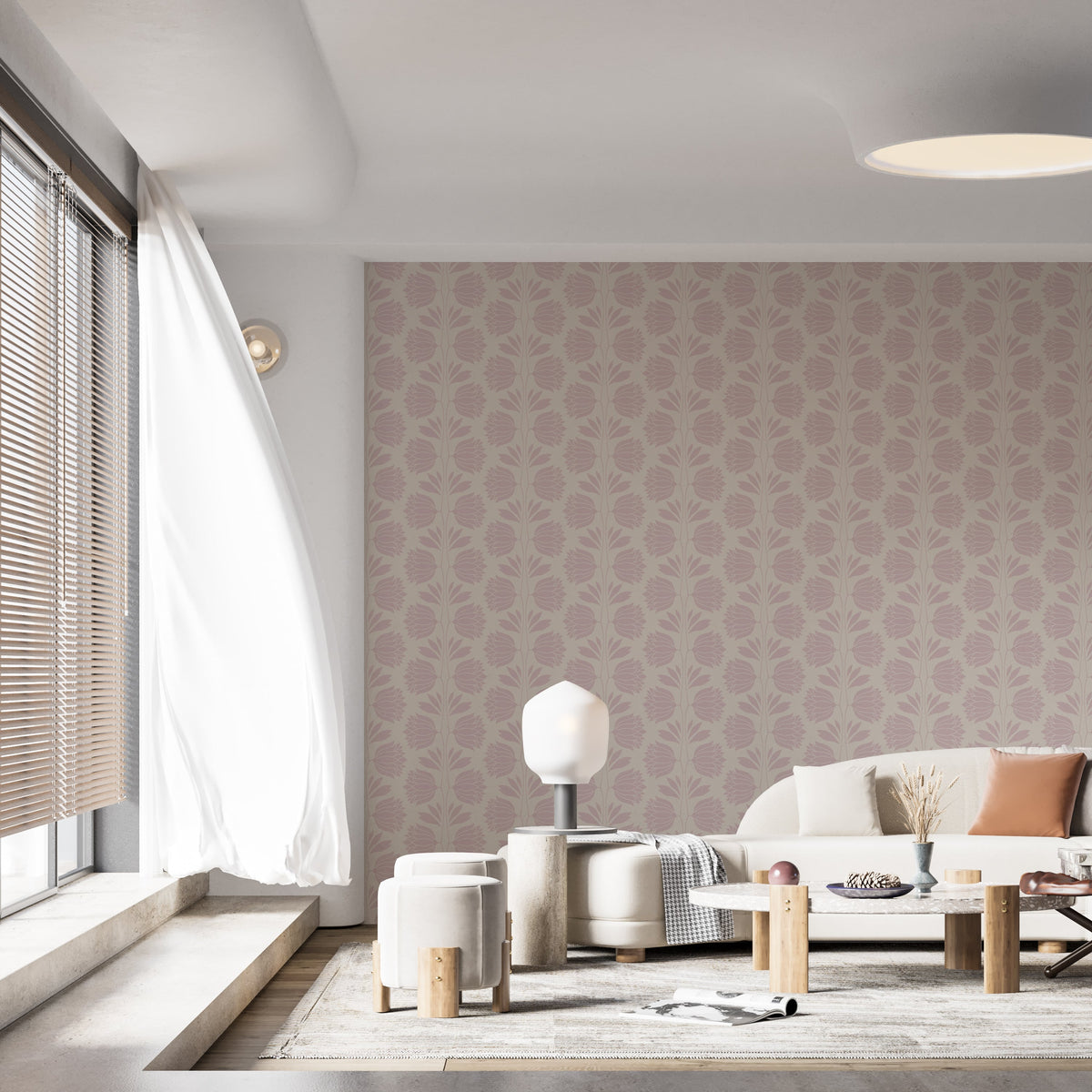 Soft Pink Floral Wallpaper | Vintage Bloom Pattern for Elegant ...