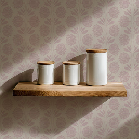 Soft Pink Botanical Wallpaper – Vintage Floral Wall Decor