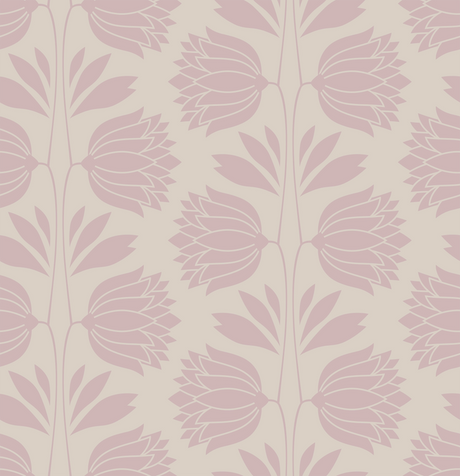 Soft Pink Botanical Wallpaper – Vintage Floral Wall Decor