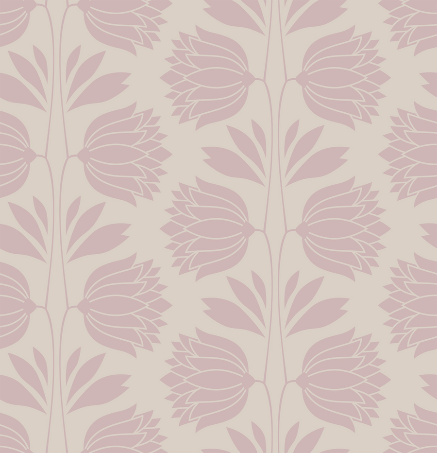 Soft Pink Botanical Wallpaper – Vintage Floral Wall Decor