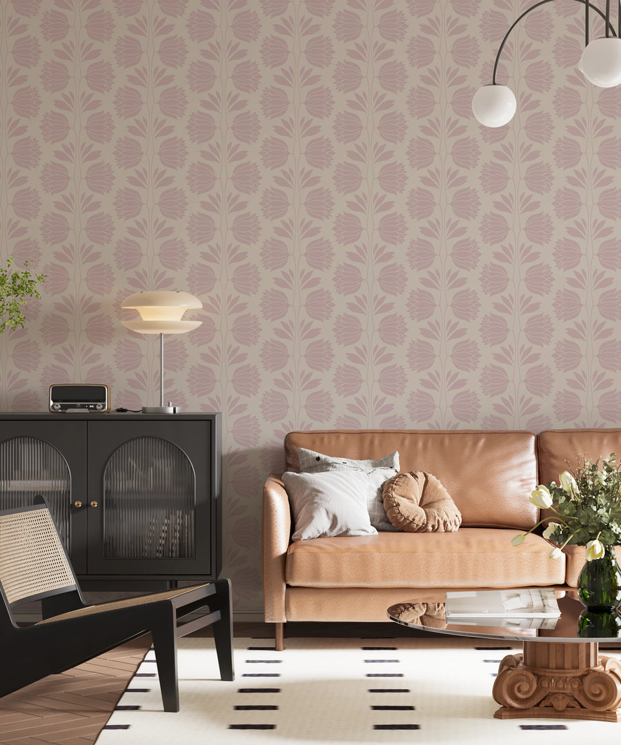 Soft Pink Floral Wallpaper | Vintage Bloom Pattern for Elegant ...