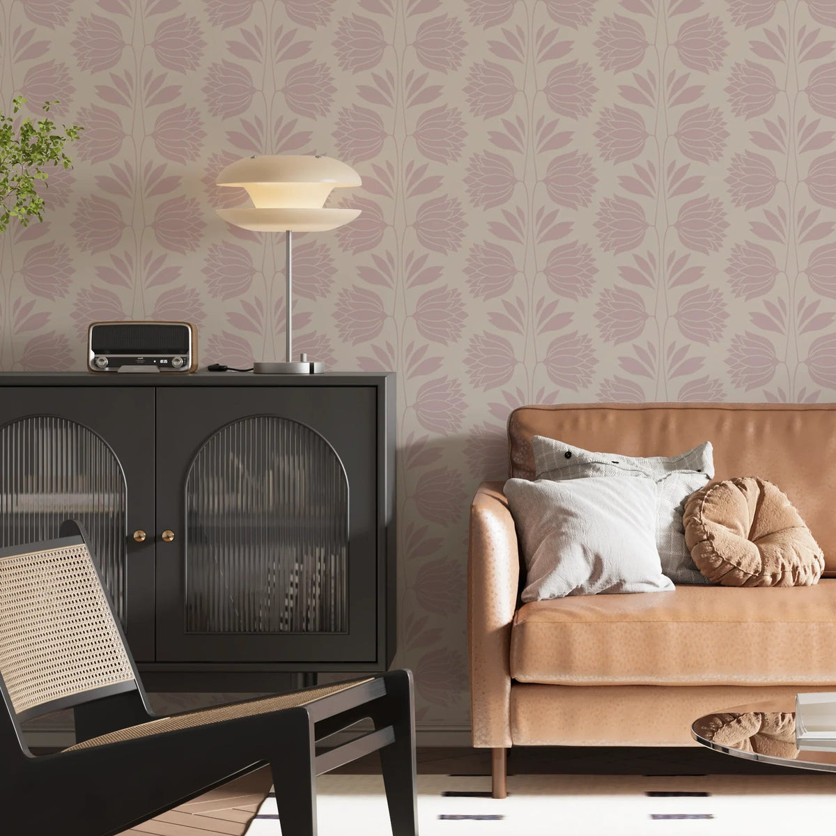 Soft Pink Floral Wallpaper | Vintage Bloom Pattern for Elegant Interiors