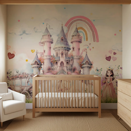 Enchanting Unicorn Princess Castle Wallpaper Mural
