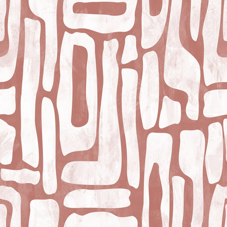 Terracotta Abstract Shapes Wallpaper – Modern Red & White