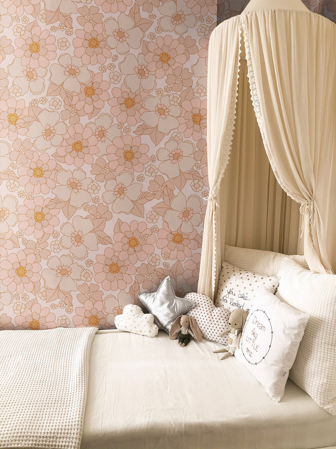 Retro Flower Wallpaper Removable Peel and Stick Wallpaper EazzyWalls  