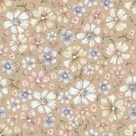 Terracotta Meadow Retro Floral Wallpaper