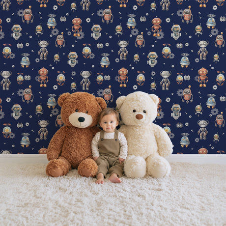 Robot Adventure Wallpaper in Navy