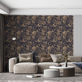 Vintage Flower Wallpaper Non-metallic gold