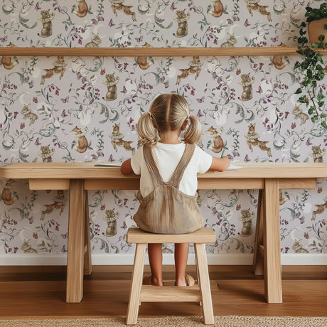 Enchanted Woodland Wallpaper - Storybook Animals & Florals