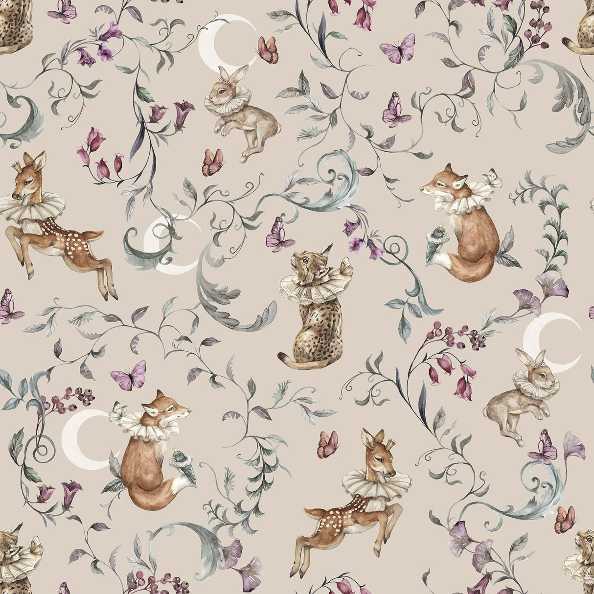 EazzyWalls Whimsical Forest Animals Wallpaper