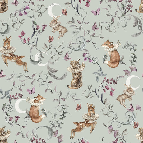 Whimsical Woodland Wallpaper – Enchanted Animals & Floral Vines