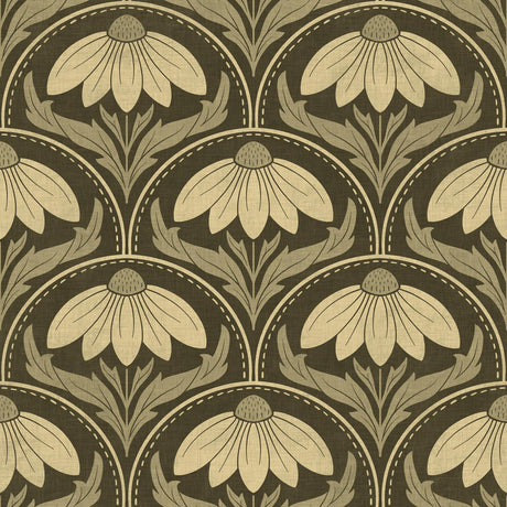 Scalloped Coneflower Wallpaper - Vintage Floral Elegance