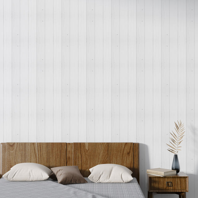 White Rustic Shiplap Peel and Stick Wallpaper