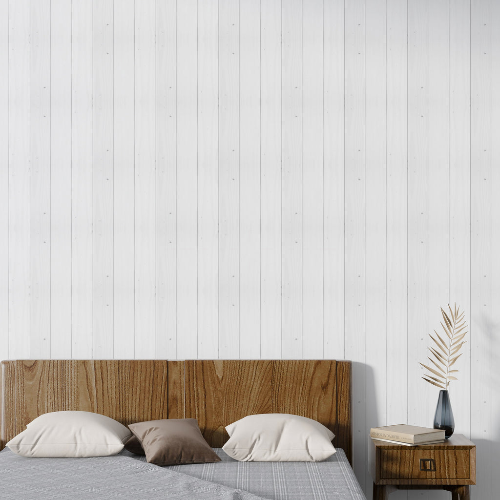 White Rustic Shiplap Peel and Stick Wallpaper