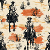 Western Cowboy Wallpaper – Cowboys on Horseback | Luxury or Peel and Stick Wallpaper