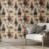 Western Cowboy Wallpaper – Cowboys on Horseback | Luxury or Peel and Stick Wallpaper