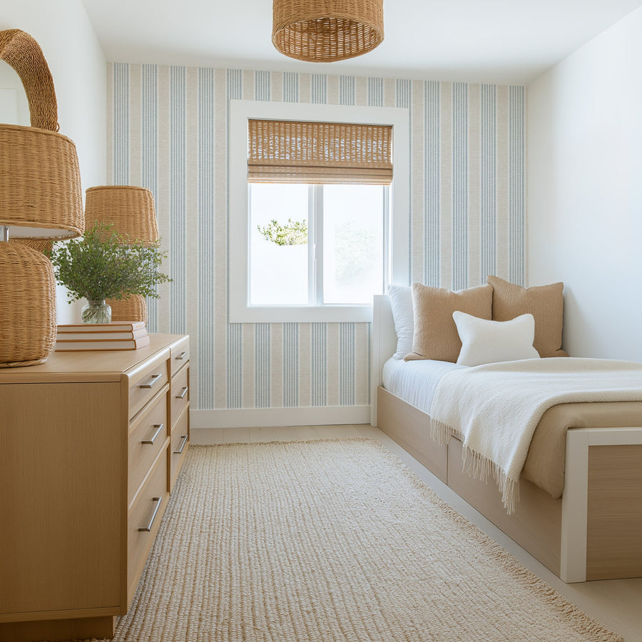 Nantucket Stripe Wallpaper - Classic Coastal Farmhouse Wallcovering