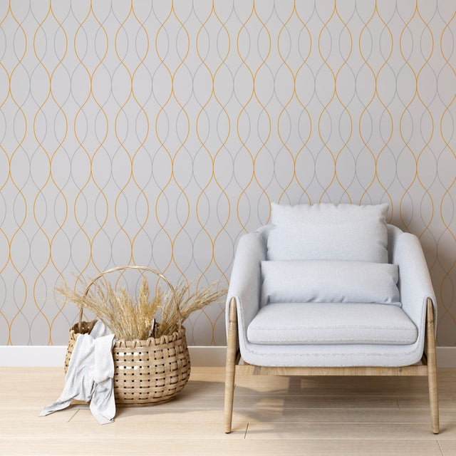 Modern Geometric Wave Wallpaper - Elegant Color Line Peel and Stick Wallpaper