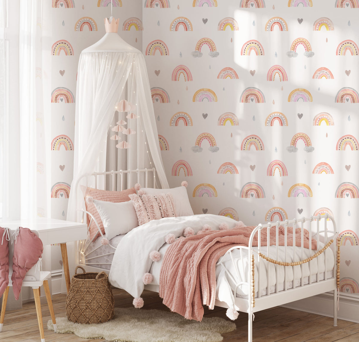 Rainbow Wallpaper | Pastel Nursery Wall Decor | Watercolor Art – EazzyWalls