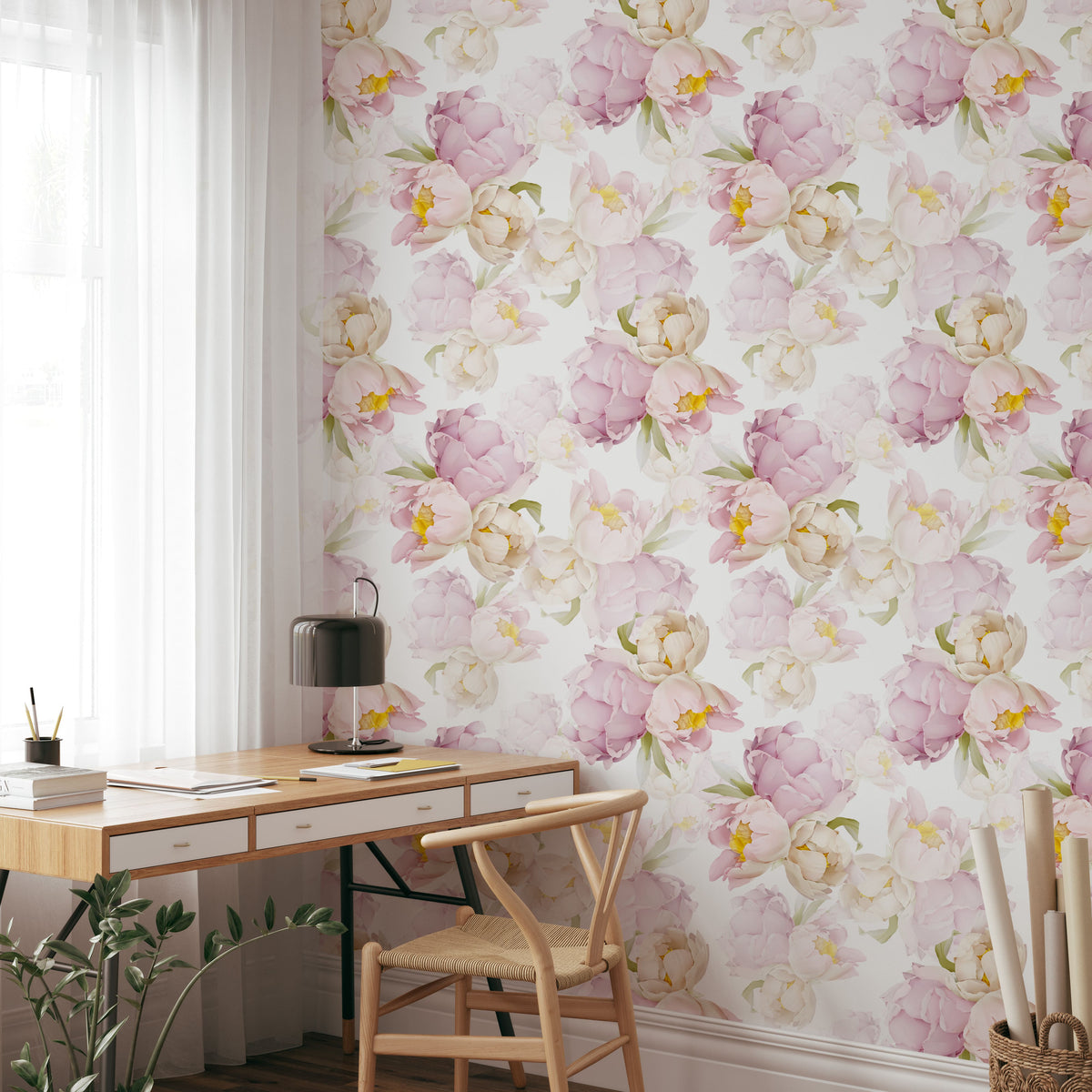 Floral Bliss with Large Peony Peel and Stick Wallpaper | Shop Now ...