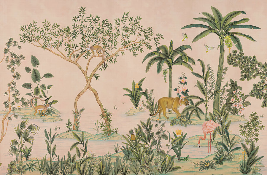 Edo Hibiscus Indian Tropical Wallpaper Mural