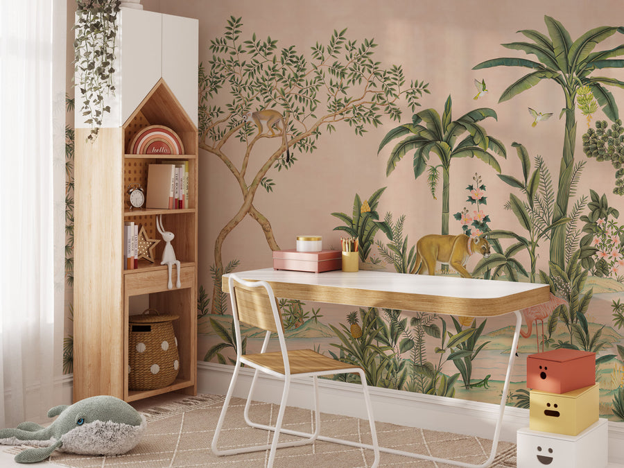 Edo Hibiscus Indian Tropical Wallpaper Mural