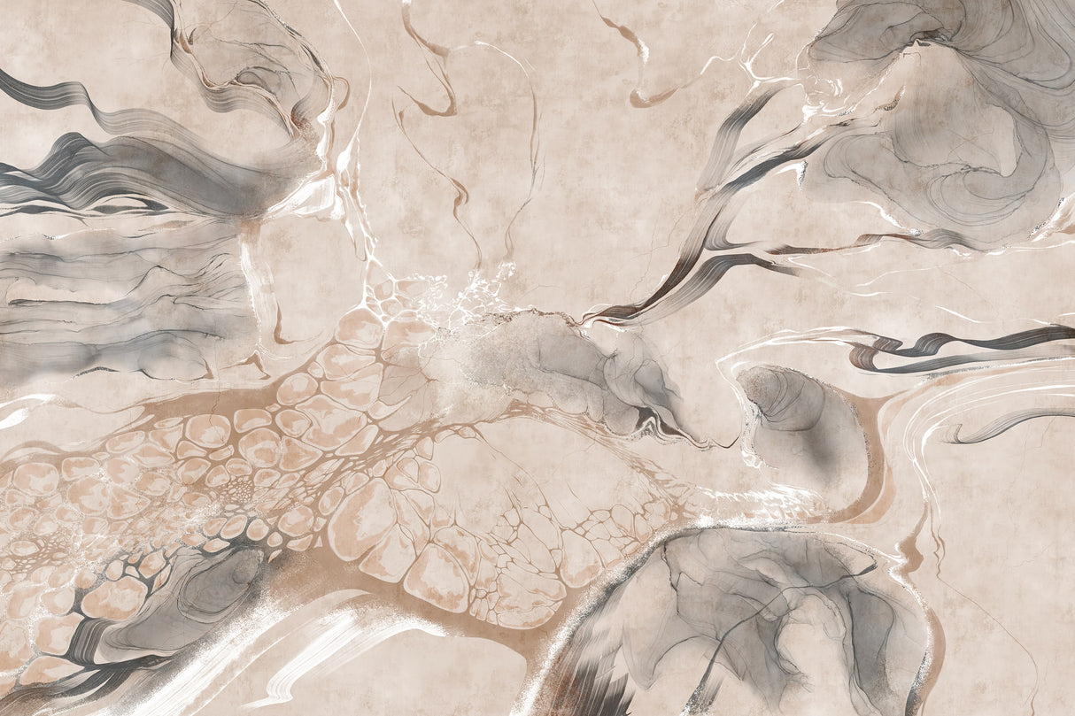 Abstract Marble Wall Mural – Organic Earthy Tones & Fluid Art Wallpaper