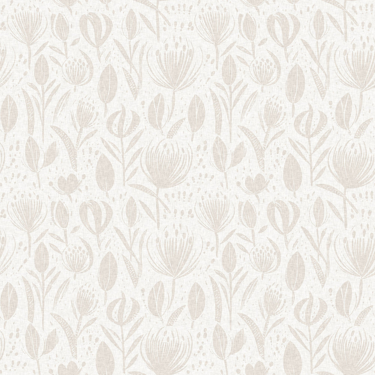 Boho Chic Neutral Floral Wallpaper - Modern Botanical Wallcovering