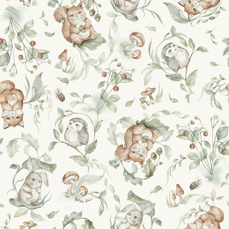 Woodland Whimsy Wallpaper - Enchanting Animals & Nature-Inspired Wallcovering
