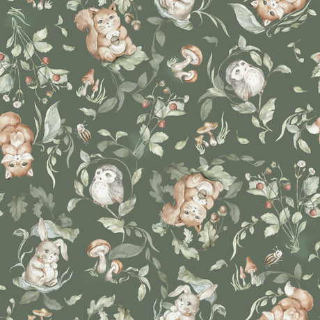 Forest Friends Wallpaper – Storybook Animals Woodland Wallcovering