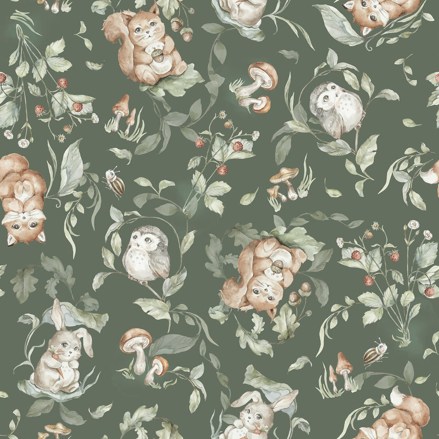 Forest Friends Wallpaper – Storybook Animals Woodland Wallcovering