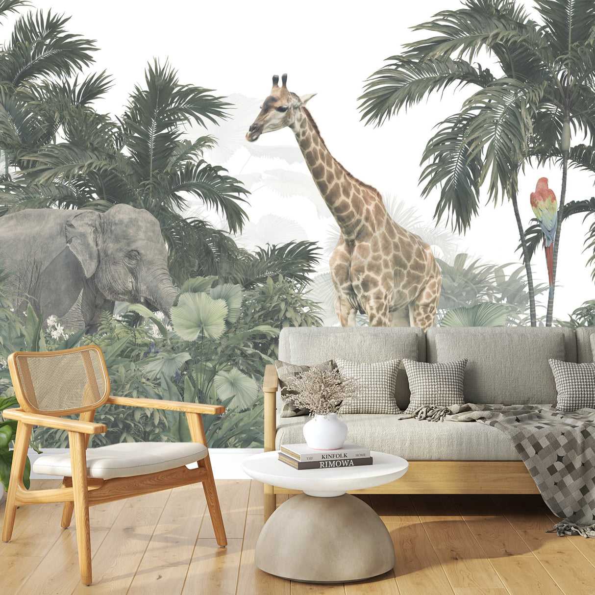 Jungle Mural Wallpaper - Lifelike Animals & Lush Foliage