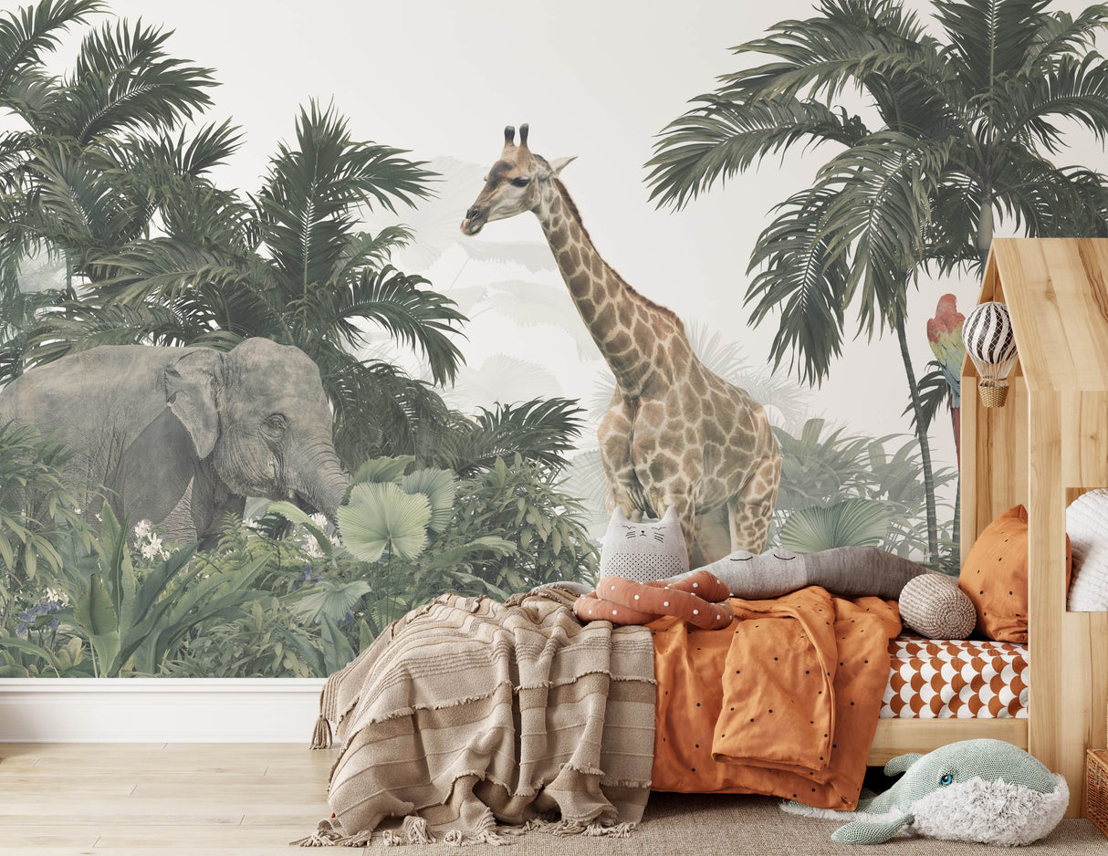 Jungle Mural Wallpaper - Lifelike Animals & Lush Foliage