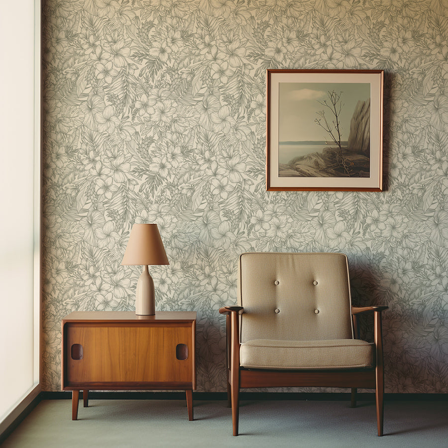 Elysian Hand-Drawn Tropical Wallpaper